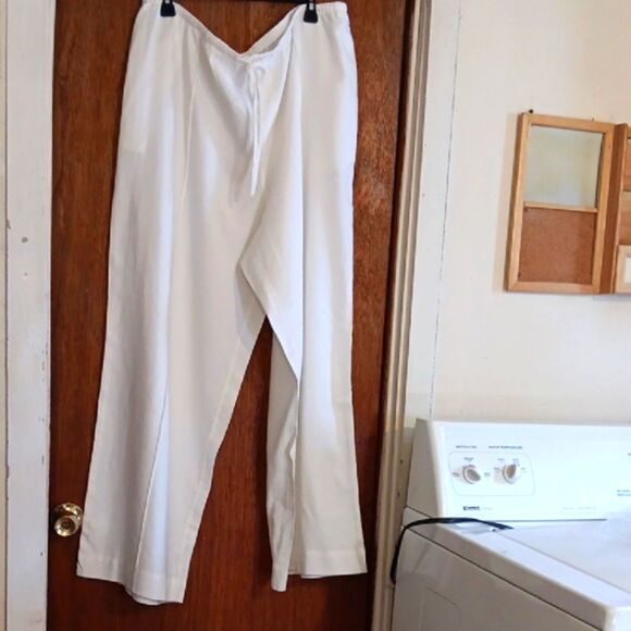 New 1X A New Day Linen Raylon Blend Wide Leg High Rise Pull On Pants Whi… - Picture 7 of 7